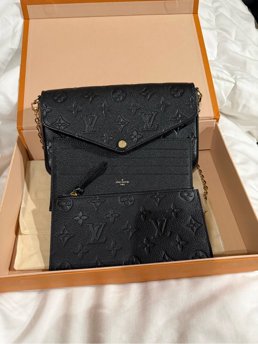 Louis Vuitton Felicie w/ Gold Chain Crossbody